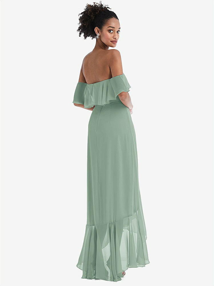 【STYLE: TH039】Off-the-Shoulder Ruffled High Low Maxi Dress【COLOR: Seagrass】