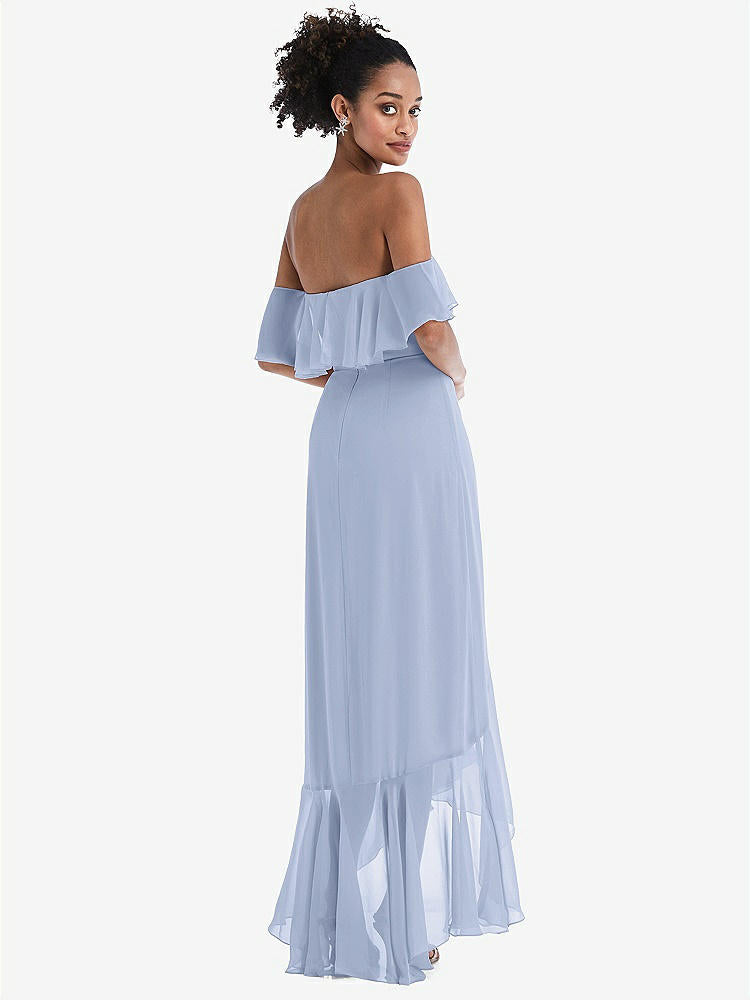 【STYLE: TH039】Off-the-Shoulder Ruffled High Low Maxi Dress【COLOR: Sky Blue】
