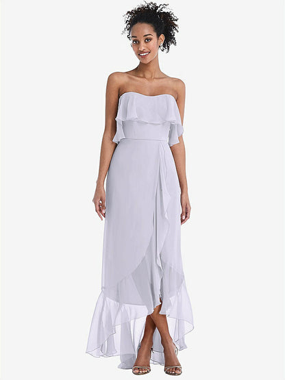 【STYLE: TH039】Off-the-Shoulder Ruffled High Low Maxi Dress【COLOR: Silver Dove】