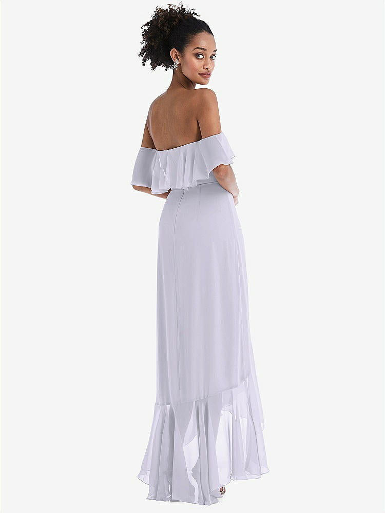 【STYLE: TH039】Off-the-Shoulder Ruffled High Low Maxi Dress【COLOR: Silver Dove】