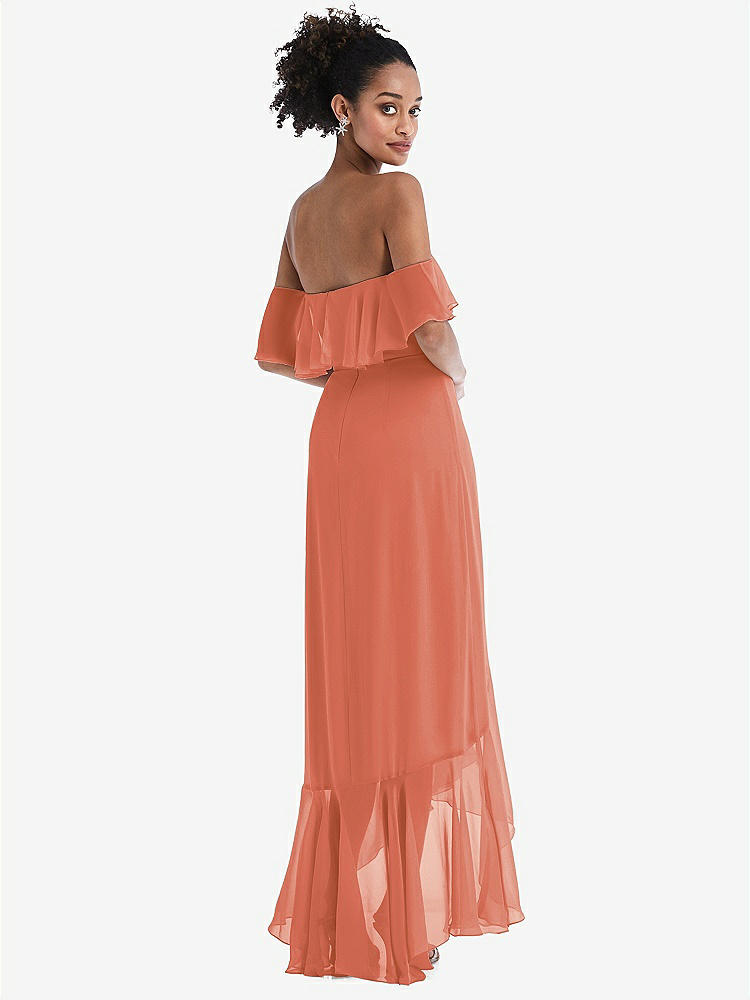 【STYLE: TH039】Off-the-Shoulder Ruffled High Low Maxi Dress【COLOR: Terracotta Copper】