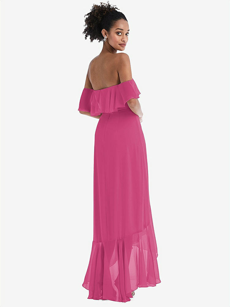 【STYLE: TH039】Off-the-Shoulder Ruffled High Low Maxi Dress【COLOR: Tea Rose】