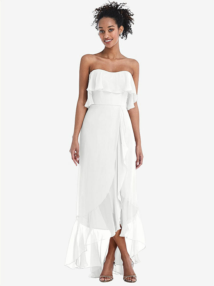 【STYLE: TH039】Off-the-Shoulder Ruffled High Low Maxi Dress【COLOR: White】