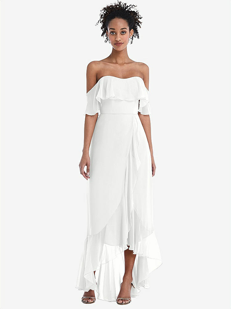 【STYLE: TH039】Off-the-Shoulder Ruffled High Low Maxi Dress【COLOR: White】