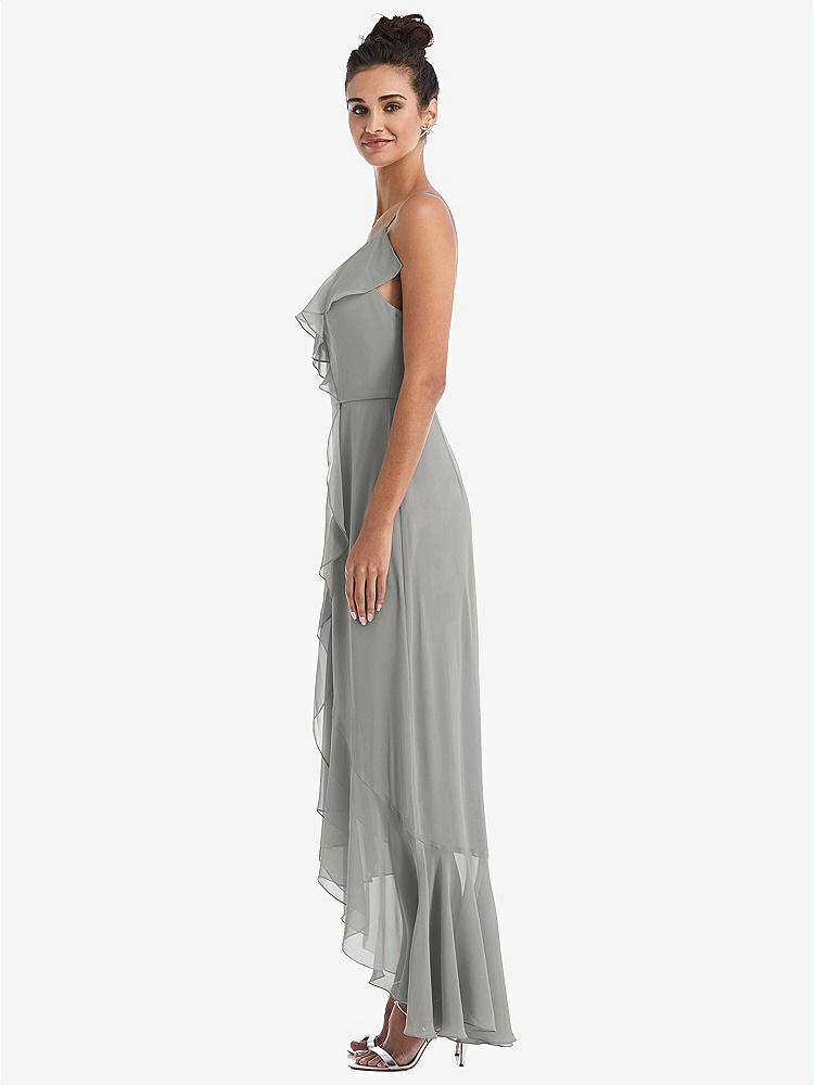 【NEW】【STYLE: TH040】Ruffle-Trimmed V-Neck High Low ラップ ドレス【COLOR: Chelsea Gray】【SIZE: 00-30W】