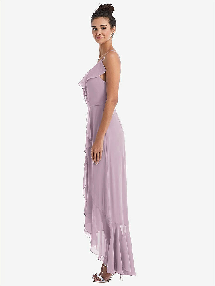 【NEW】【STYLE: TH040】Ruffle-Trimmed V-Neck High Low ラップ ドレス【COLOR: Suede Rose】【SIZE: 00-30W】