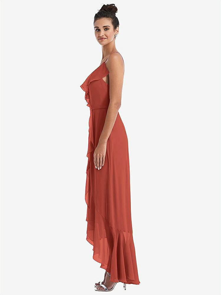 【NEW】【STYLE: TH040】Ruffle-Trimmed V-Neck High Low ラップ ドレス【COLOR: Amber Sunset】【SIZE: 00-30W】