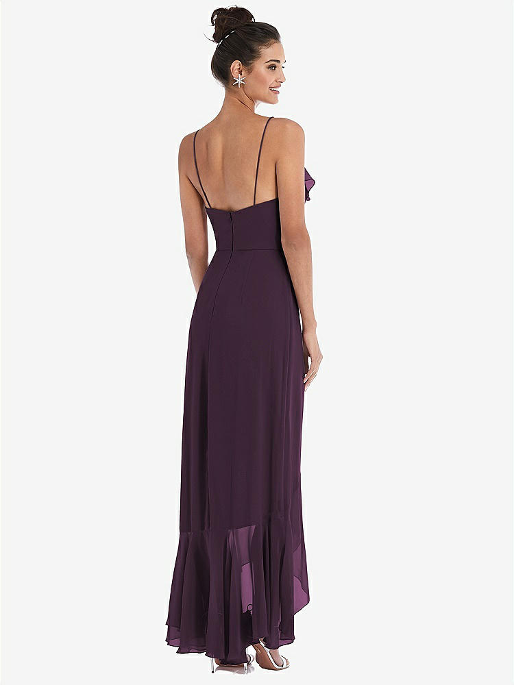 【NEW】【STYLE: TH040】Ruffle-Trimmed V-Neck High Low ラップ ドレス【COLOR: Aubergine】【SIZE: 00-30W】