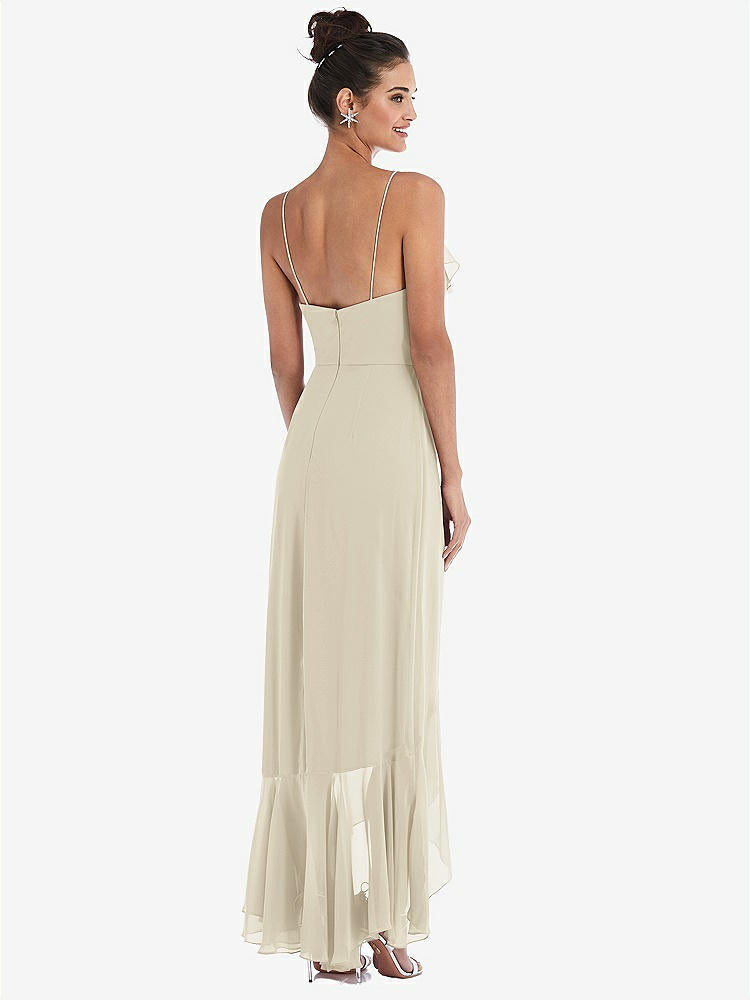 【STYLE: TH040】Ruffle-Trimmed V-Neck High Low Wrap Dress【COLOR: Champagne】