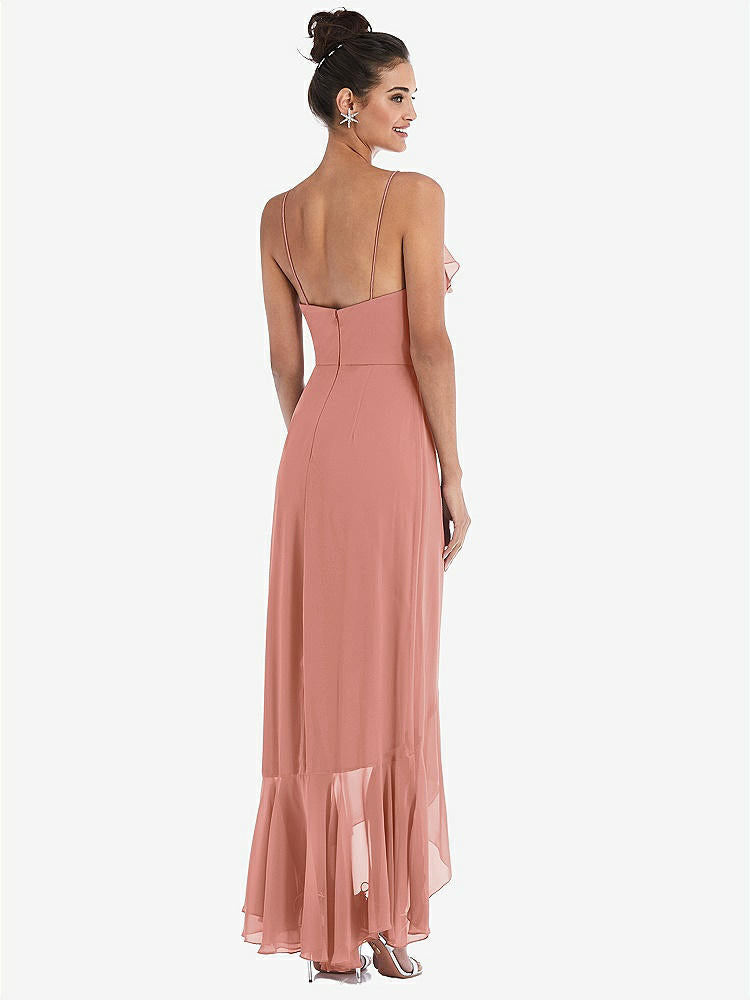 【NEW】【STYLE: TH040】Ruffle-Trimmed V-Neck High Low ラップ ドレス【COLOR: Desert Rose】【SIZE: 00-30W】