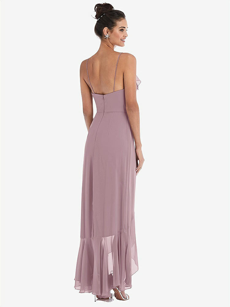 【NEW】【STYLE: TH040】Ruffle-Trimmed V-Neck High Low ラップ ドレス【COLOR: Dusty Rose】【SIZE: 00-30W】