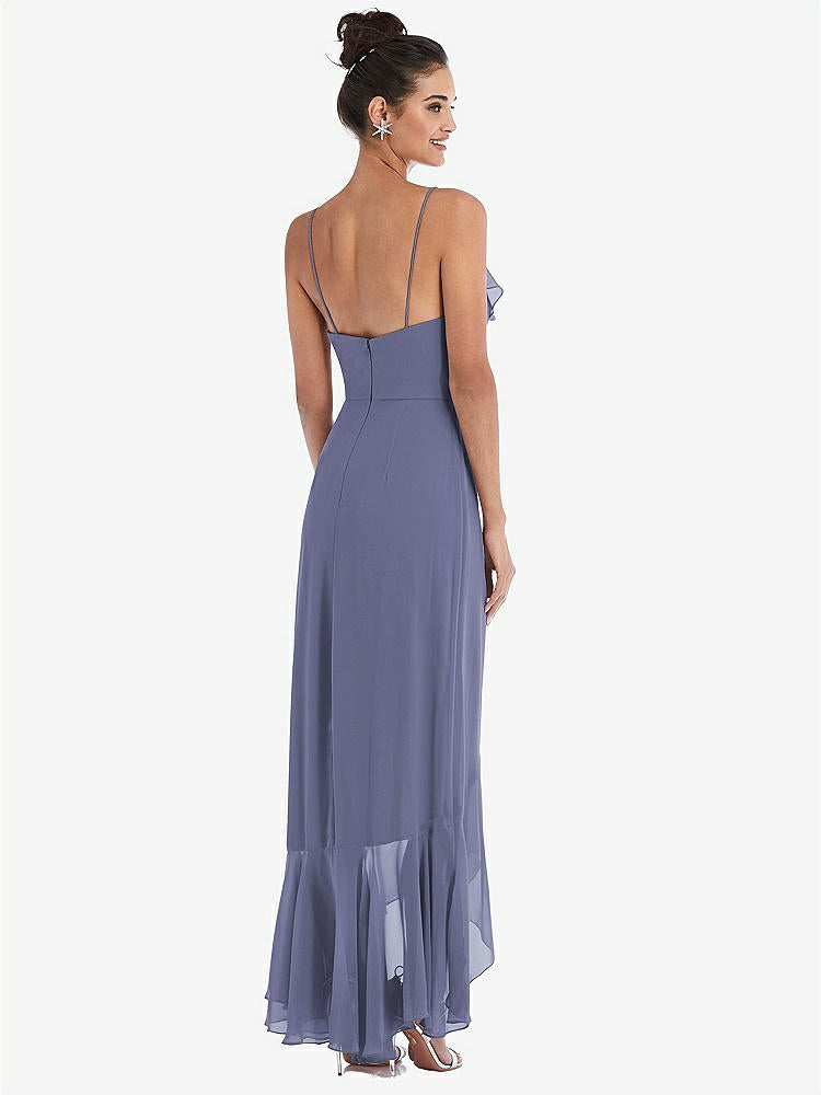 【NEW】【STYLE: TH040】Ruffle-Trimmed V-Neck High Low ラップ ドレス【COLOR: French Blue】【SIZE: 00-30W】