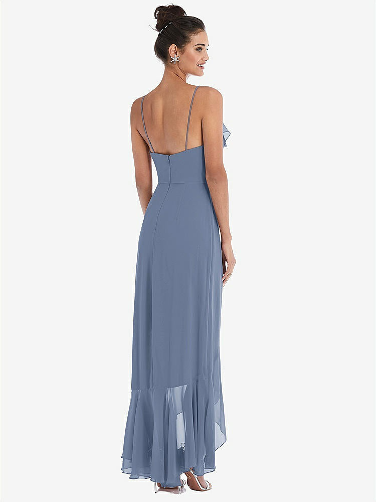 【NEW】【STYLE: TH040】Ruffle-Trimmed V-Neck High Low ラップ ドレス【COLOR: Larkspur Blue】【SIZE: 00-30W】
