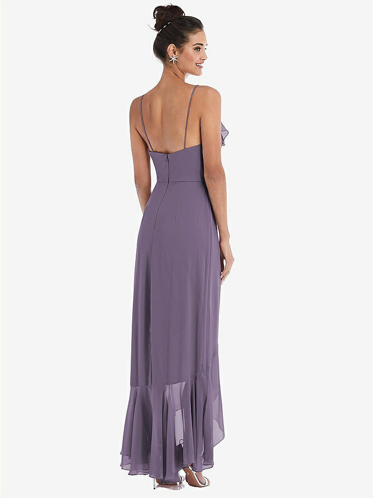 【NEW】【STYLE: TH040】Ruffle-Trimmed V-Neck High Low ラップ ドレス【COLOR: Lavender】【SIZE: 00-30W】