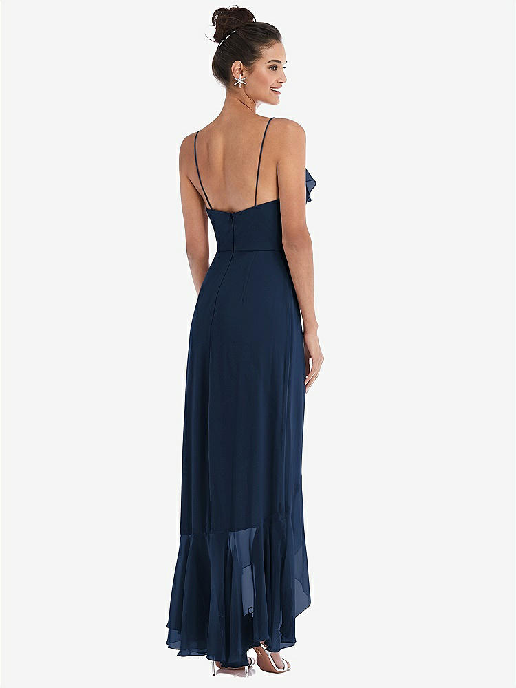【NEW】【STYLE: TH040】Ruffle-Trimmed V-Neck High Low ラップ ドレス【COLOR: Midnight Navy】【SIZE: 00-30W】