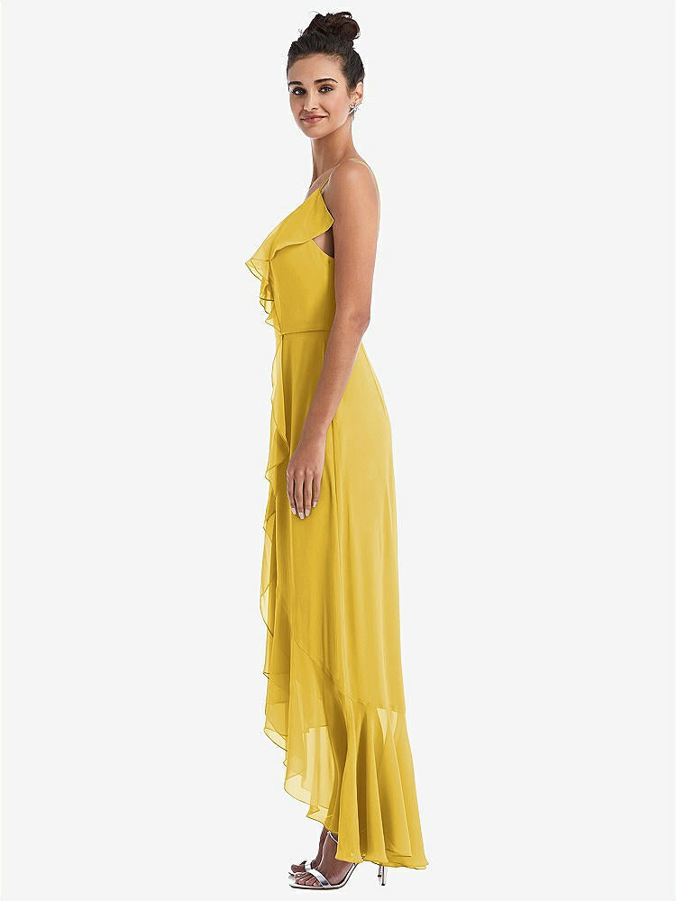 【NEW】【STYLE: TH040】Ruffle-Trimmed V-Neck High Low ラップ ドレス【COLOR: Marigold】【SIZE: 00-30W】