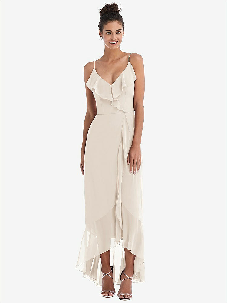 【NEW】【STYLE: TH040】Ruffle-Trimmed V-Neck High Low ラップ ドレス【COLOR: Oat】【SIZE: 00-30W】