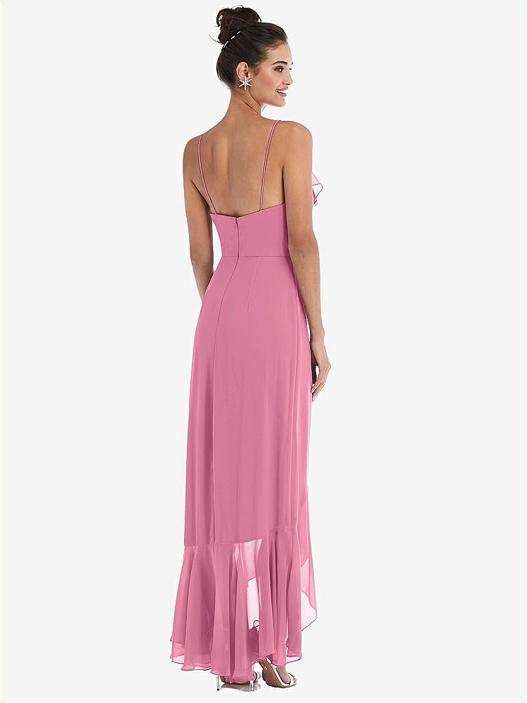 【NEW】【STYLE: TH040】Ruffle-Trimmed V-Neck High Low ラップ ドレス【COLOR: Orchid Pink】【SIZE: 00-30W】