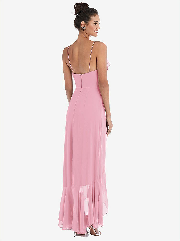 【NEW】【STYLE: TH040】Ruffle-Trimmed V-Neck High Low ラップ ドレス【COLOR: Peony Pink】【SIZE: 00-30W】