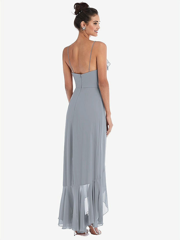 【NEW】【STYLE: TH040】Ruffle-Trimmed V-Neck High Low ラップ ドレス【COLOR: Platinum】【SIZE: 00-30W】