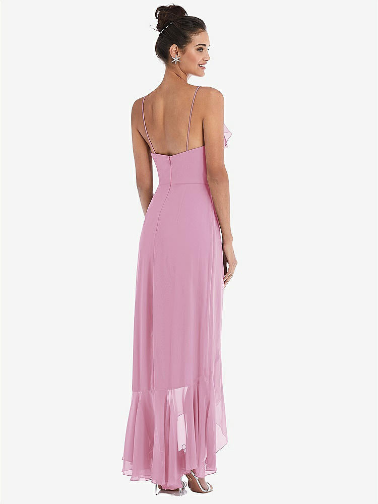 【NEW】【STYLE: TH040】Ruffle-Trimmed V-Neck High Low ラップ ドレス【COLOR: Powder Pink】【SIZE: 00-30W】