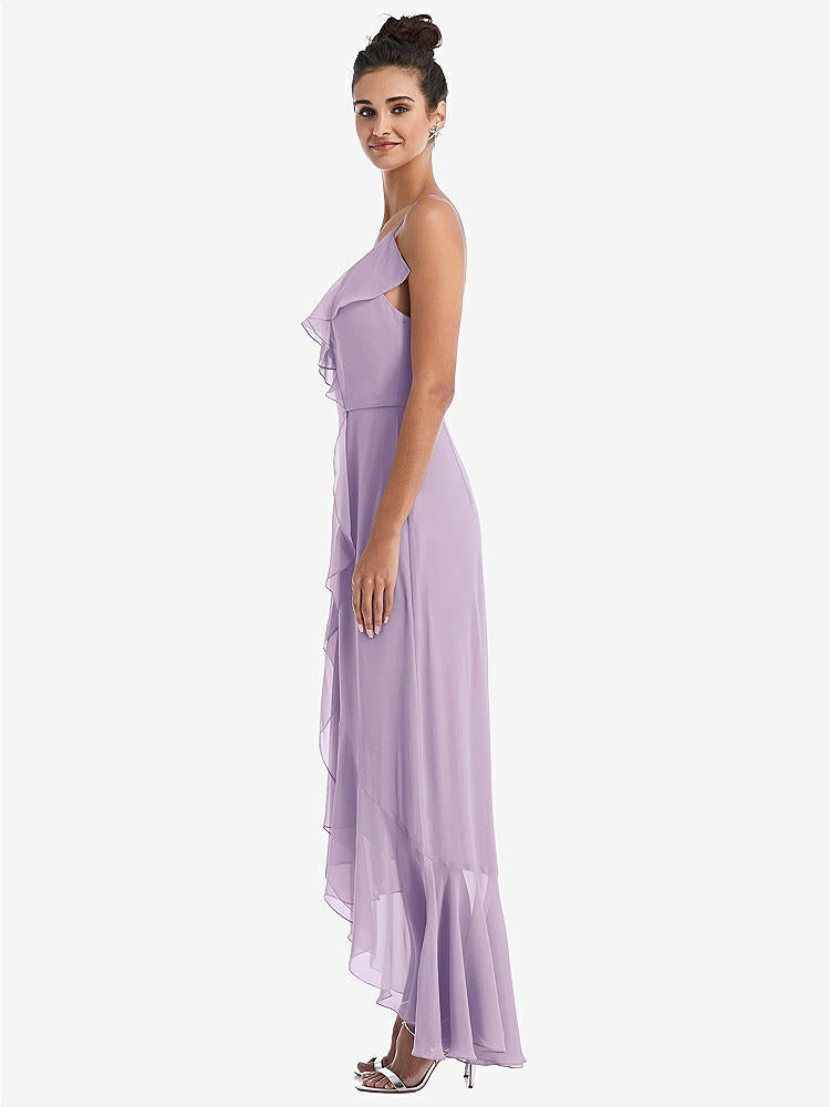 【NEW】【STYLE: TH040】Ruffle-Trimmed V-Neck High Low ラップ ドレス【COLOR: Pale Purple】【SIZE: 00-30W】