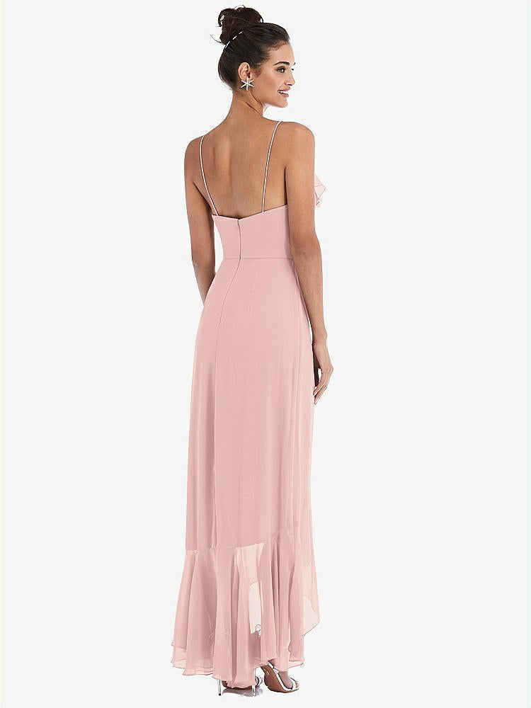 【NEW】【STYLE: TH040】Ruffle-Trimmed V-Neck High Low ラップ ドレス【COLOR: Rose - PANTONE Rose Quartz】【SIZE: 00-30W】