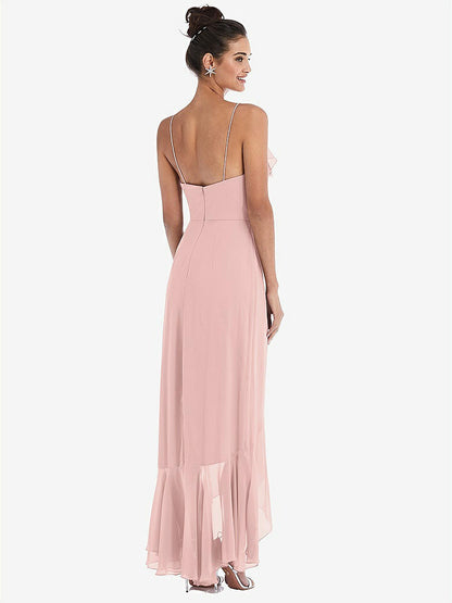 【NEW】【STYLE: TH040】Ruffle-Trimmed V-Neck High Low ラップ ドレス【COLOR: Rose - PANTONE Rose Quartz】【SIZE: 00-30W】