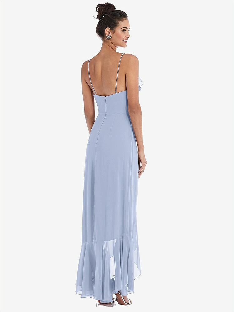【NEW】【STYLE: TH040】Ruffle-Trimmed V-Neck High Low ラップ ドレス【COLOR: Sky Blue】【SIZE: 00-30W】