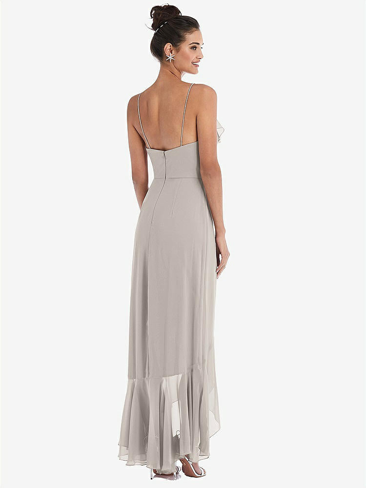 【NEW】【STYLE: TH040】Ruffle-Trimmed V-Neck High Low ラップ ドレス【COLOR: Taupe】【SIZE: 00-30W】