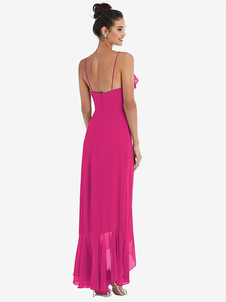 【NEW】【STYLE: TH040】Ruffle-Trimmed V-Neck High Low ラップ ドレス【COLOR: Think Pink】【SIZE: 00-30W】