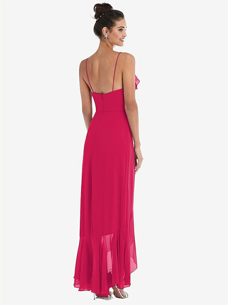 【NEW】【STYLE: TH040】Ruffle-Trimmed V-Neck High Low ラップ ドレス【COLOR: Vivid Pink】【SIZE: 00-30W】