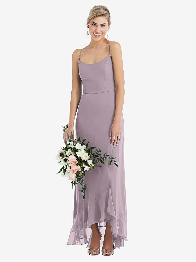 【NEW】【STYLE: TH041】スクープ 首 フリルトリム 高 低 マキシ ドレス【COLOR: Lilac Dusk】【SIZE: 00-30W】