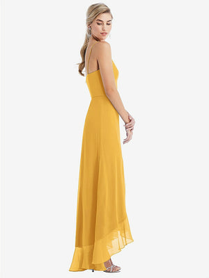 【STYLE: TH041】Scoop Neck Ruffle-Trimmed High Low Maxi Dress【COLOR: NYC Yellow】