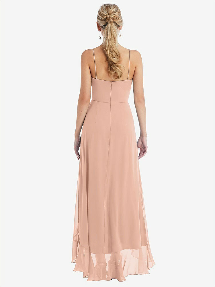 【STYLE: TH041】Scoop Neck Ruffle-Trimmed High Low Maxi Dress【COLOR: Pale Peach】