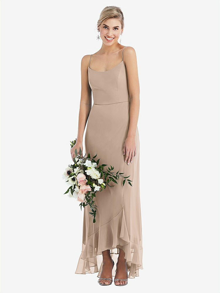 【STYLE: TH041】Scoop Neck Ruffle-Trimmed High Low Maxi Dress【COLOR: Topaz】