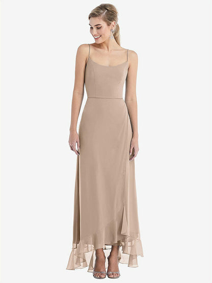 【STYLE: TH041】Scoop Neck Ruffle-Trimmed High Low Maxi Dress【COLOR: Topaz】
