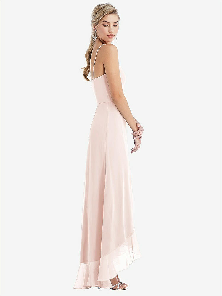 【STYLE: TH041】Scoop Neck Ruffle-Trimmed High Low Maxi Dress【COLOR: Blush】