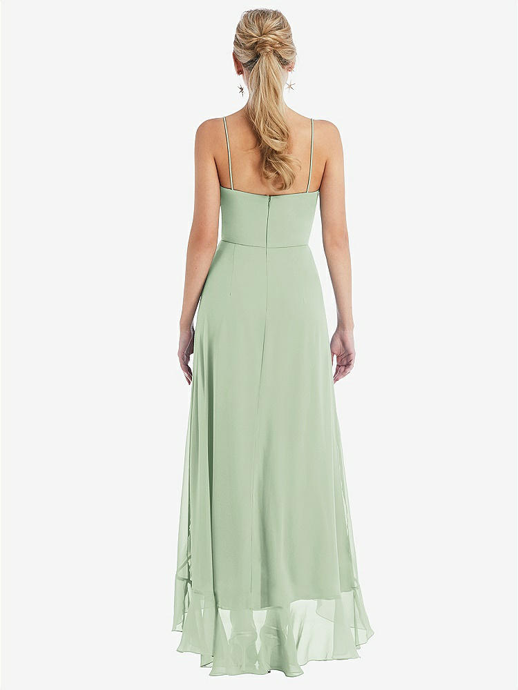 【STYLE: TH041】Scoop Neck Ruffle-Trimmed High Low Maxi Dress【COLOR: Celadon】
