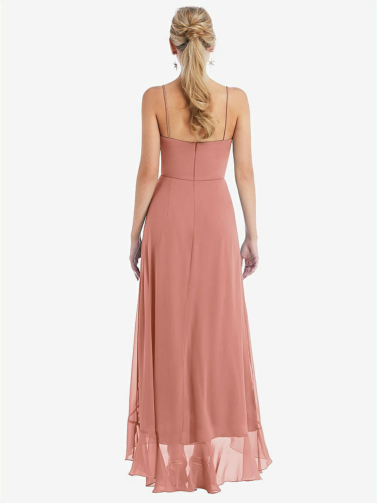 【STYLE: TH041】Scoop Neck Ruffle-Trimmed High Low Maxi Dress【COLOR: Desert Rose】