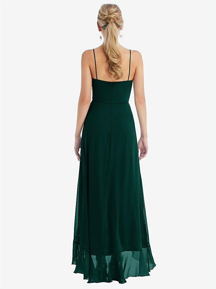 【STYLE: TH041】Scoop Neck Ruffle-Trimmed High Low Maxi Dress【COLOR: Evergreen】
