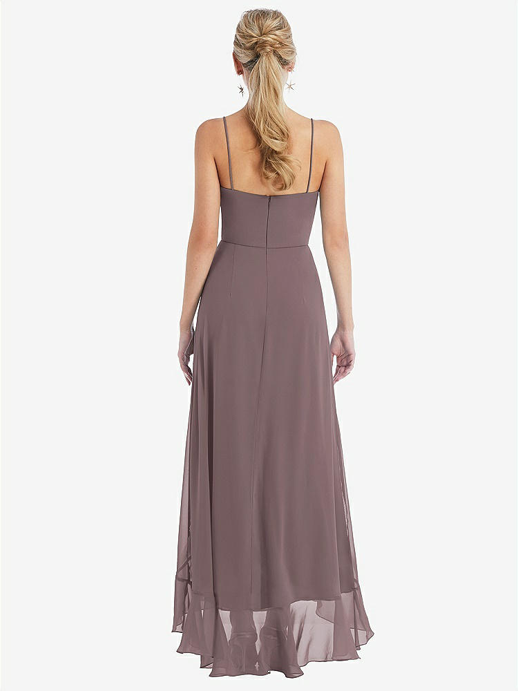 【STYLE: TH041】Scoop Neck Ruffle-Trimmed High Low Maxi Dress【COLOR: French Truffle】