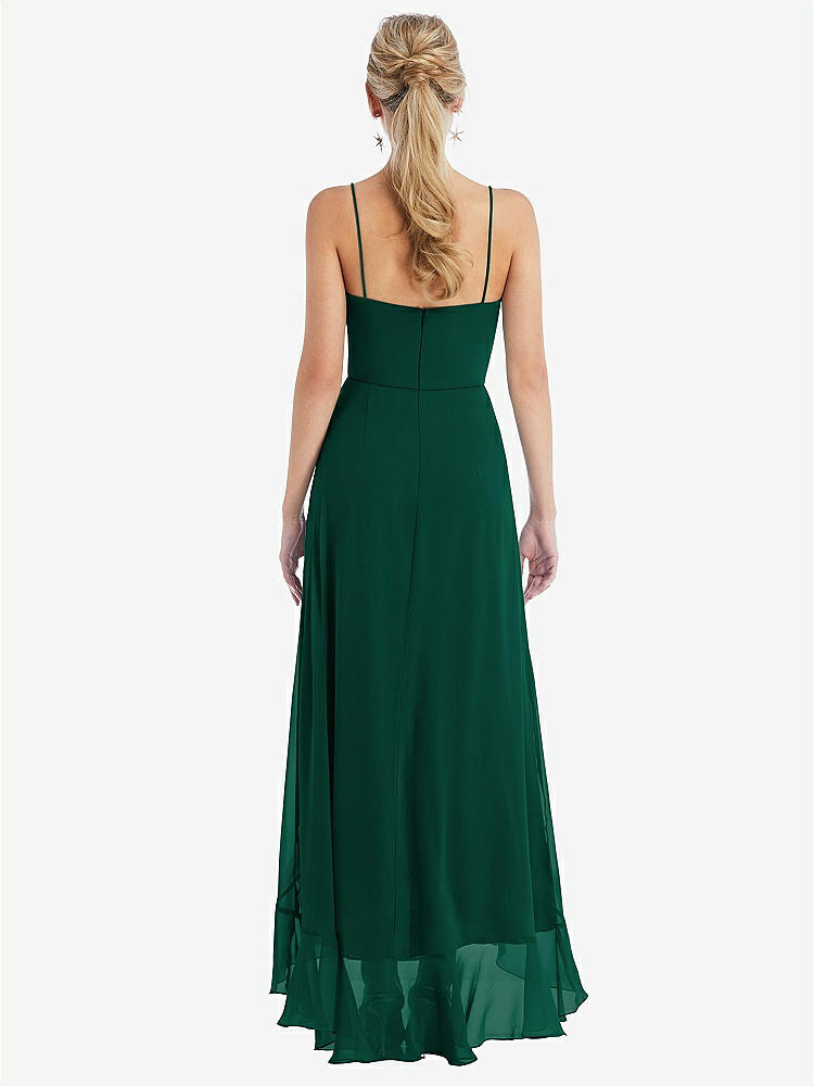 【STYLE: TH041】Scoop Neck Ruffle-Trimmed High Low Maxi Dress【COLOR: Hunter Green】