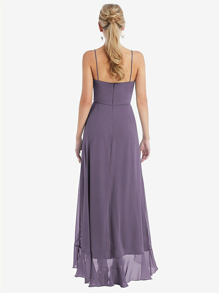 【NEW】【STYLE: TH041】スクープ 首 フリルトリム 高 低 マキシ ドレス【COLOR: Lavender】【SIZE: 00-30W】