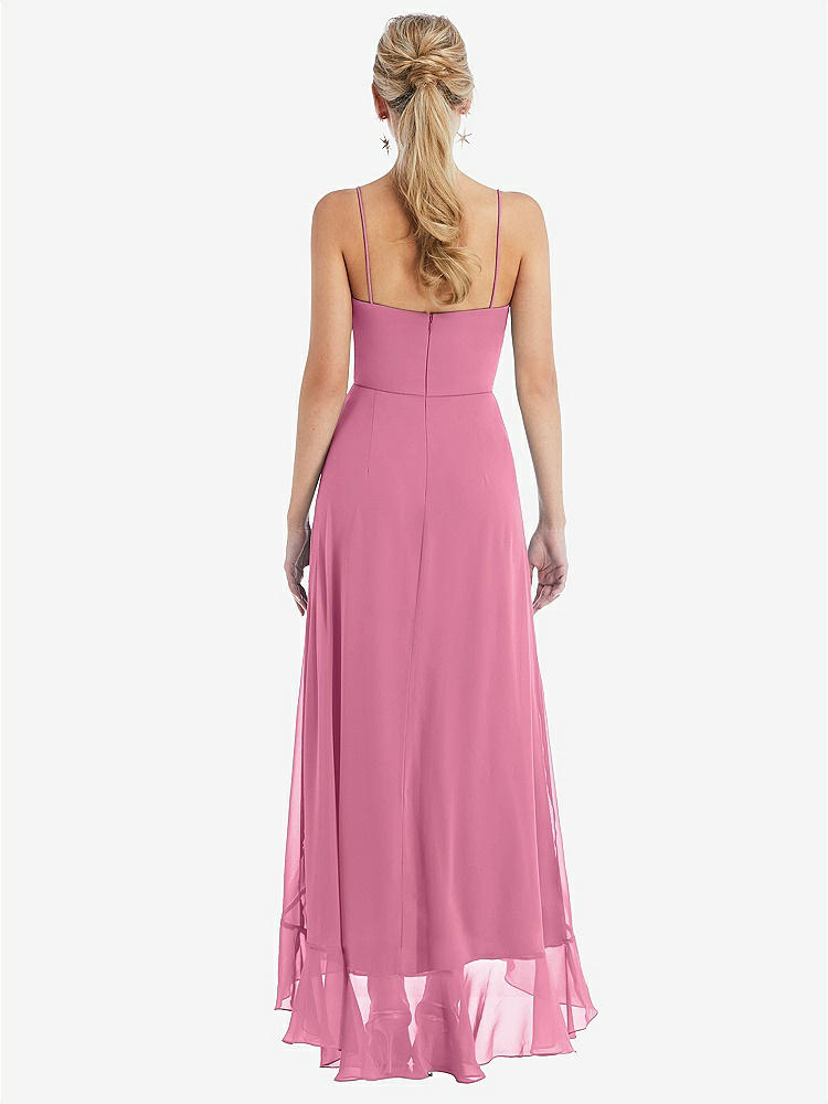 【STYLE: TH041】Scoop Neck Ruffle-Trimmed High Low Maxi Dress【COLOR: Orchid Pink】