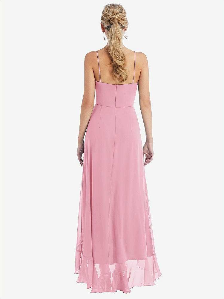 【STYLE: TH041】Scoop Neck Ruffle-Trimmed High Low Maxi Dress【COLOR: Peony Pink】
