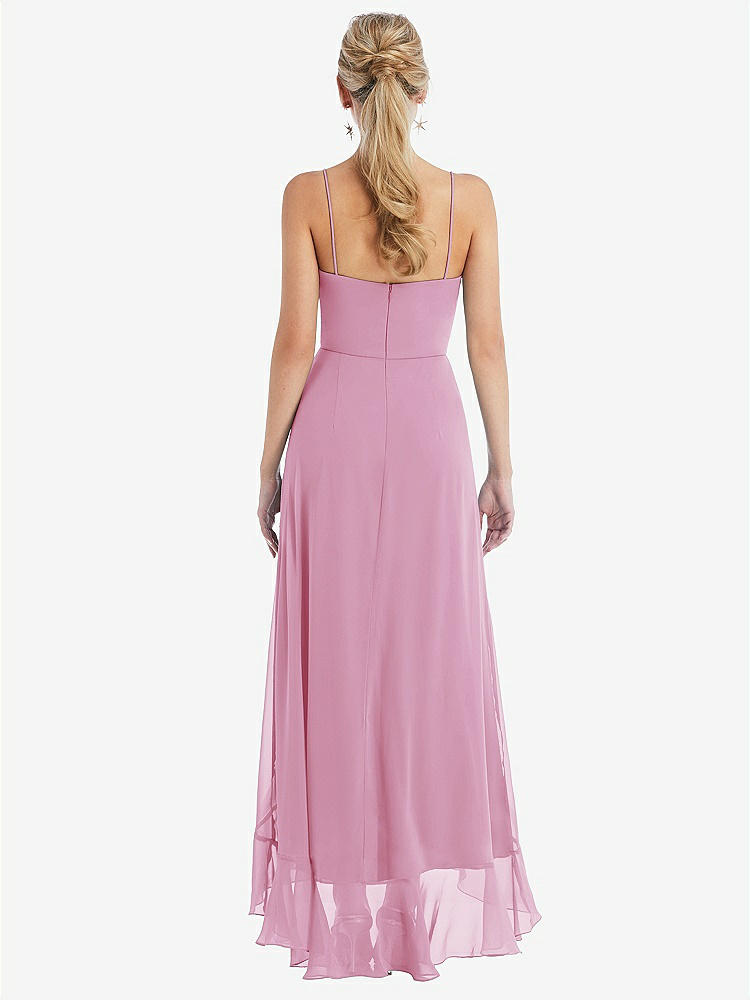 【STYLE: TH041】Scoop Neck Ruffle-Trimmed High Low Maxi Dress【COLOR: Powder Pink】