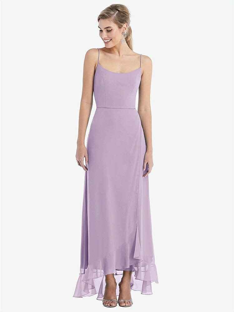 【NEW】【STYLE: TH041】スクープ 首 フリルトリム 高 低 マキシ ドレス【COLOR: Pale Purple】【SIZE: 00-30W】