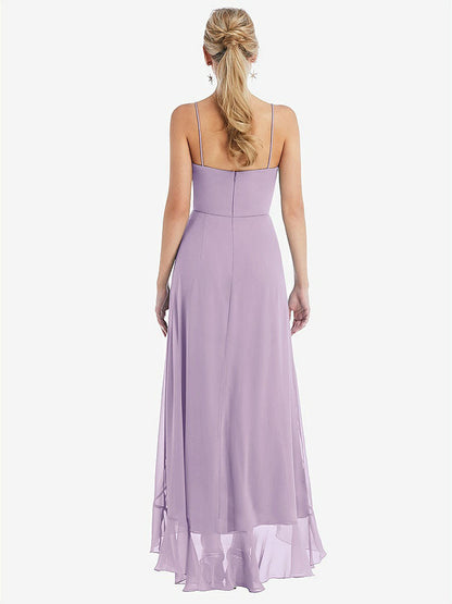 【NEW】【STYLE: TH041】スクープ 首 フリルトリム 高 低 マキシ ドレス【COLOR: Pale Purple】【SIZE: 00-30W】