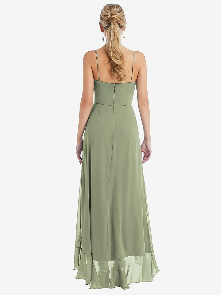 【STYLE: TH041】Scoop Neck Ruffle-Trimmed High Low Maxi Dress【COLOR: Sage】